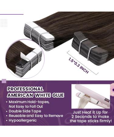 Laavoo Real Hair Tape Extensions #4 Dark Brown - 55cm 50g 20PCs - Invisible Brown Hair Extensions - Buy Online on SooperMarket.com