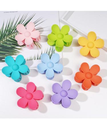 8PCS Flower Hair Claw Clips Set - Matte Finish, Strong Hold Hair Clamps for Women & Girls - Hair Accessories in 8 Colors: Blue, Pink, Rose Red, Purple, Yellow, Green, Orange - Buy Online on SooperMarket.com