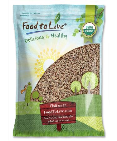 Organic Tri-Color Quinoa, 10 Pounds  Non-GMO, Three-Color Blend of White, Black, and Red Quinoa, Whole Grain, Non-Irradiated, Kosher, Vegan, Sproutable, Sirtfood, Bulk. Good Source of Fiber, Protein 10 Pound (Pack of 1)