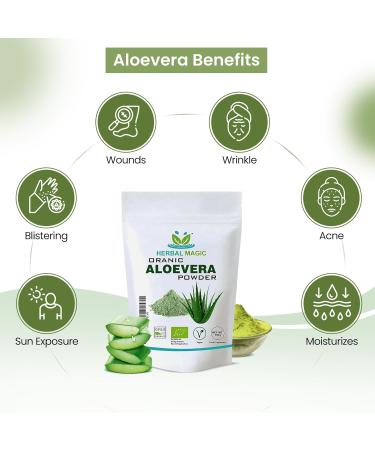 Organic Aloe Vera Powder - Premium Quality for Face, Hair, Smoothies & Baking - 100g - Buy Online on SooperMarket.com