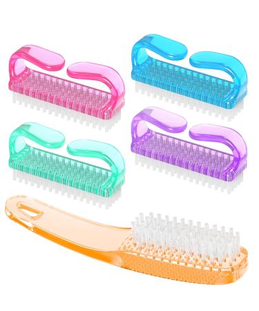 Larbois Handle Grip Nail Brush Hand Fingernail Brush Cleaner Scrubbing Kit Pedicure for Toes and Nails Men Women (5 Pack) (Color-5) Color-5-(5 Pack)