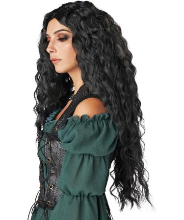 PORSMEER Long Black Wavy Curl Wigs for Women Middle Part Fluffy Curly Black Wig Natural Looking Synthetic Heat Resistant Fiber Wigs Hair Replacement Wigs for Daily Party Use Wig (Black) - Buy Online on SooperMarket.com
