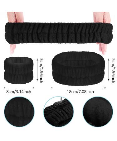 WLLHYF Spa Headband and Wrist Washband Set - Microfiber Shower Head Wraps for Women and Girls - Adjustable and Prevents Liquid Spills - Black - Buy Online on SooperMarket.com