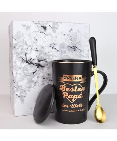 Funny Papa Gift - Best Dad Ceramic Coffee Cup 400ml with Lid | Father's Day Gifts - Buy Online on SooperMarket.com