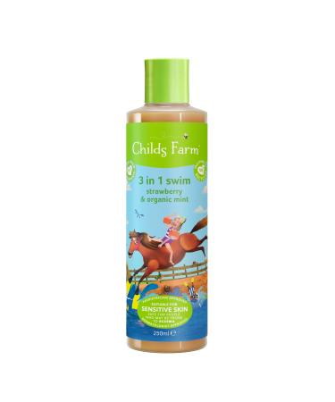 Childs Farm Kids 3 in 1 Swim Strawberry and Organic Mint Body Wash Shampoo and Conditioner Suitable for Dry Sensitive and Eczema-Prone Skin 8.4 Fl Oz