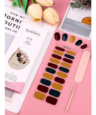 Kalolary Gel Nail Polish Strips Nail Gel Art Sticker Waterproof Full Nail Wraps Decal Sets with Scissors Nail File and Stick for Women Girls Nail Art Decor (UV/LED Lamp Required)-7 - Buy Online on SooperMarket.com