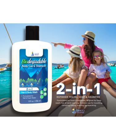 Organic Biodegradable Shampoo & Body Wash Bundle - 8 oz Bottles for Fresh & Salt Water - No Dyes or Fragrances - Travel Size - Buy Online on SooperMarket.com