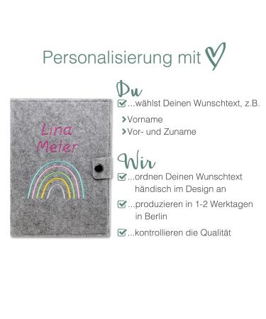 Personalized Rainbow Pastel Motherpass Cover | Felt Made in Germany | Insured Card & Ultrasound Pockets | Unique Gift for Expecting Moms - Buy Online on SooperMarket.com