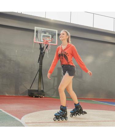 Hikole Adjustable Inline Skates with Light Up Wheels - Blue & Black | Youth & Adult Sizes for Indoor/Outdoor Skating - Beginners to Advanced - Buy Online on SooperMarket.com