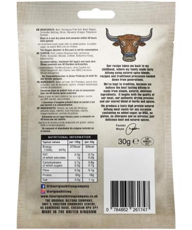 Biltong Taste Box: Original, Smoky BBQ, Piri Piri & Garlic - High Protein, Low Fat Savoury Snack (12 x 30g) - Gluten & Nitrate Free - Buy Online on SooperMarket.com