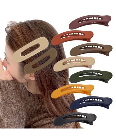 8PCS Large Flat Claw Clips for Thick Hair  Matte Flat Lay Claw Clips French Non-slip Strong Hold Side Slide Duckbill Alligator Hair Clips  Hair Styling Accessories for Women Girls