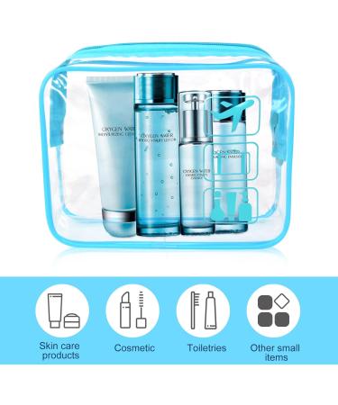 Clear TSA Approved Quart Size Travel Toiletry Bag - Blue Cosmetic Pouch for Airport Security - Buy Online on SooperMarket.com