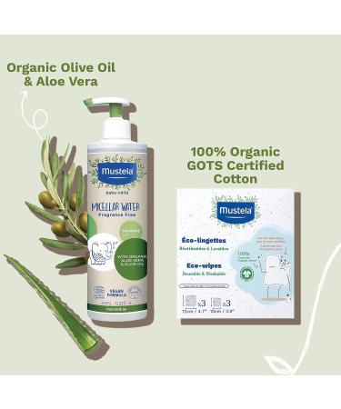 Mustela Organic Micellar Cleansing Water & Reusable Cotton Eco-Wipes Bundle - Buy Online on SooperMarket.com