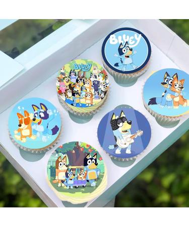 24 x Pre-Cut Bluey 1 Edible Stand up Wafer Paper Cupcake Toppers Cake Decorations Birthday Party Blue Dog Bingo
