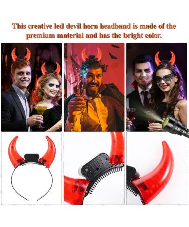 FOMIYES Halloween Headband: Devil Horns Headband: LED Devil Horns Headwear - Red Glowing Devil Horns Devil Costume for Halloween Party Cosplay One Size - Buy Online on SooperMarket.com