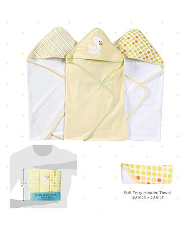 Spasilk Baby 3 Pack Soft Terry Hooded Towel Set for Newborn Boys and Girls - Yellow - Buy Online on SooperMarket.com