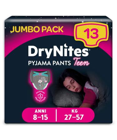 DryNites - Absorbent briefs for girls 8-15 years 27-57 kg 13 pieces