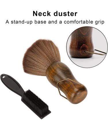 Neck Duster and Black Plastic Brush Fast Cleaning Neck Dust Brush with Nylon Bristles and Wooden Handle Neck Hair Cleaning Brush with Stand Up Base Practical Barber Accessories for Hair Cutting - Buy Online on SooperMarket.com