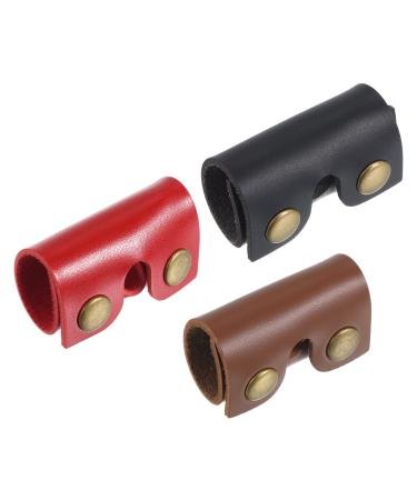 PATIKIL Leather Razor Head Protective Case 3-in-1 Razor Head Protector Sheath Shaving Tip Cover for Travel Red Black Brown