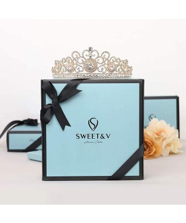 SWEETV Vintage Baroque Wedding Tiara for Bride | Jeweled Queen Crown - Ideal for Birthday, Quinceanera, Prom - Multicolored - Buy Online on SooperMarket.com