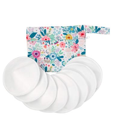 Soarwg Kids Organic Bamboo Nursing Pads for Mom, Super Absorbent Nursing Pad Washable Reusable Breast Pads for Breastfeeding, 8 Pack with Waterproof Carry Bag & Laundry Bag white