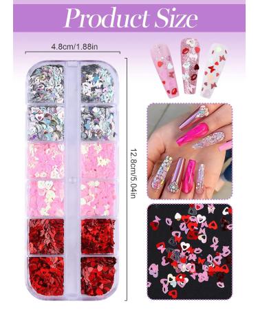 Kalolary Valentine's Day Nail Art Sequins | Heart & Lip-Shaped Holographic Flakes for Manicure & Body Decoration - 2 PCs - Buy Online on SooperMarket.com