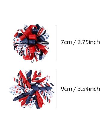 Patriotic 4th of July Korker Hair Bow Clips for Girls - Red White Blue Stars Stripes Ribbon Alligator Barrettes - Kids Xmas Gift - Buy Online on SooperMarket.com
