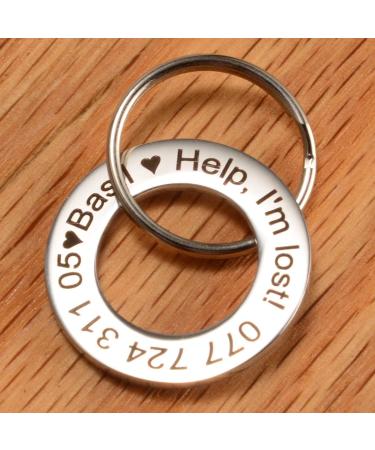 LYL Stainless Steel Dog Tag - Deep Engraved Front & Back Silver Ring Shape (Small) | International Shipping - Buy Online on SooperMarket.com