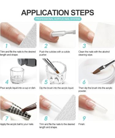 PEACECOLOR 2 x 8g Clear Acrylic Powder for Nail Extension 3D Carving French Nails Acrylic Nails Supplies AC-23 - Buy Online on SooperMarket.com