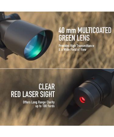 Pinty 2.5-10x40 Tactical Rifle Scope with Red Laser Combo - Green Lens - Buy Online on SooperMarket.com