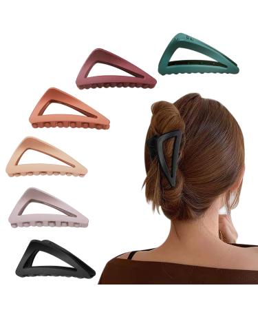 Hair Claw Clips Girls Women Nonslip French Matte Claw Clip for Thin Hair Curly Straight Long Hair - 6 Packs / Set 1 count (Pack of 1)