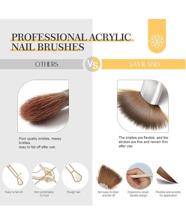 Saviland 4PCS Kolinsky Acrylic Nail Brush Set - Sizes 4/8/12/16 for Acrylic Application & Extensions - Professional Acrylic Powder Brushes for 3D Nail Art DIY - Buy Online on SooperMarket.com