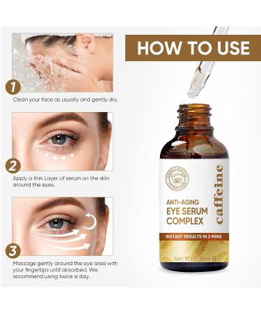 Caffeine Eye Serum with EGCG, Vitamin C, Hyaluronic Acid - Anti Aging & Brightening Solution for Wrinkles, Dark Circles, and Puffiness - Buy Online on SooperMarket.com