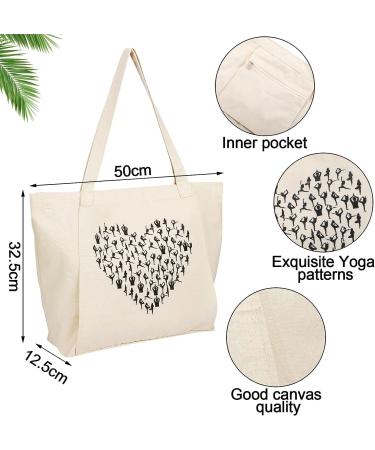 Yoga Mat Canvas Tote Bag with Mat Carrier Pocket - Yoga Mat Carrier Shoulder Bag for Women & Men - Pilates, Gym, Travel, Beach - Buy Online on SooperMarket.com