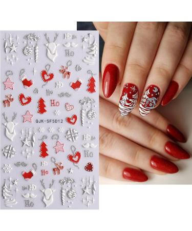 JMEOWIO 3D Embossed Christmas Glitter Nail Art Stickers Decals Self-Adhesive 5D Snowflake Winter Holiday Cute Silver Nail Supplies Nail Art Design Decoration Accessories 4 Sheets - Buy Online on SooperMarket.com