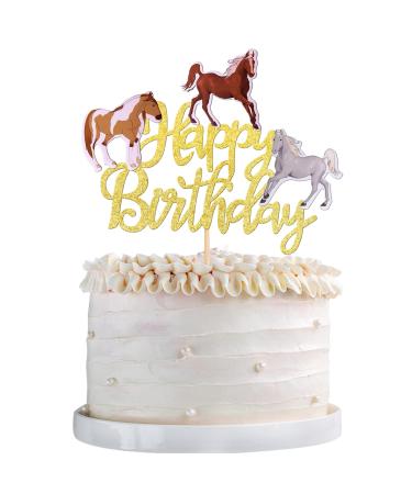 1 piece of horses birthday cake topers wild animal muffin tortendendeko horse cake decoration birthday decoration horses tortendeco for baby shower birthday topic party cake decorations gold horse-gold Happy birthday