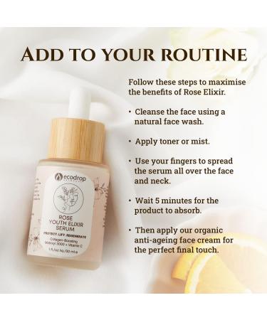 Ecodrop Matrixyl 3000 & Hyaluronic Acid Serum - 30ml | Powerful & Advanced Rose-Scented Daily Anti-Ageing & Anti-Wrinkle Facial Skin Repair Treatment with Vitamin C | Vegan & Cruelty-Free Skincare - Buy Online on SooperMarket.com