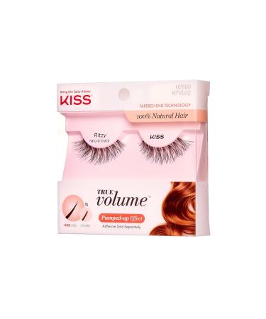 KISS True Volume False Eyelashes - Ritzy 14mm 100% Natural Hair Tapered End Contact Lens Friendly Easy Application Reusable Strip Lashes - Buy Online on SooperMarket.com