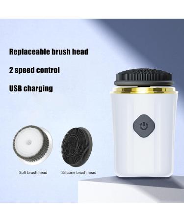 Facial Cleansing Brush 2 in 1 Electric Face Scrubber USB Rechargeble Soft Silicone Bristles Skin Exfoliating Cleanser Brush - Buy Online on SooperMarket.com