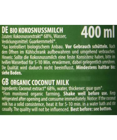 Buy Bioasia Organic Coconut Milk (18% Fat) - Vegan Gluten-Free Lactose-Free | Perfect for Cooking Baking Desserts & Cocktails (3 x 400 ml) - Buy Online on SooperMarket.com
