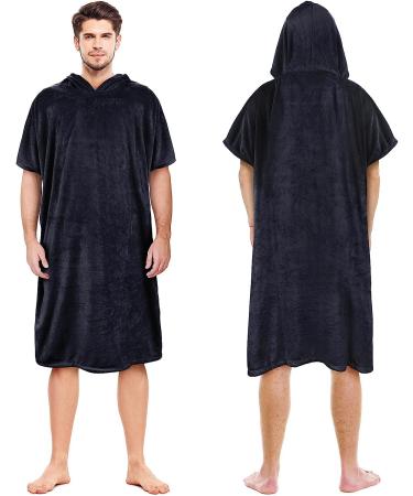 Surf Poncho Changing Towel Robe - Hooded Wetsuit Change Poncho for Adults - Water Absorbent - Oversized Black - Buy Online on SooperMarket.com