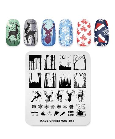 Alexnailart Nail Art Stamping Plate Christmas Snow Elk Plate Nail Art Tools Nature Series Nail Art Image Plates (CH013)