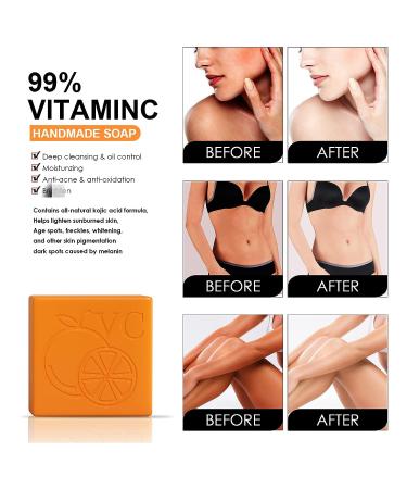 TMEEIHNSS 3PCS Vitamin C Soap Set - Handmade Orange Organic Soap for Face & Body - Buy Online on SooperMarket.com