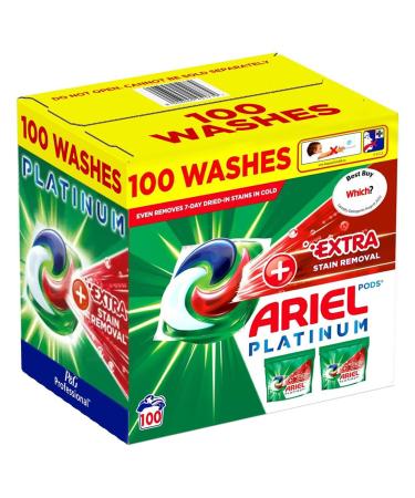 Ariel Platinum Washing Pods 100 Washes 2320G +Extra Stain Removal On top fresh 100 count (Pack of 1)