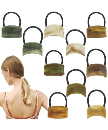 10 Pcs Acrylic Cuff Hair Ties Elastics Ponytail Holders Hair Bands Ropes French Elastic Rubber Band Hair Cuff Wrap Ponytail Accessories for Women Girl