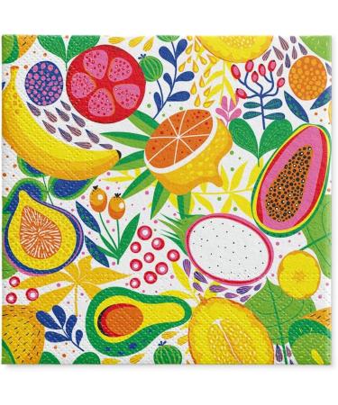 PAW 3-Layer Colorful Tropical Fruits Napkins - 20 Pieces | Perfect for Birthdays Weddings & Parties | 33x33 cm Paper Napkins - Buy Online on SooperMarket.com