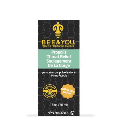 BEE and YOU Propolis Throat Spray - 300 mg Bee Propolis per day - Natural Immune Support Sore Throat Relief Antioxidants Keto Paleo Gluten-Free 1 Fl Oz (30 ml) (Propolis)