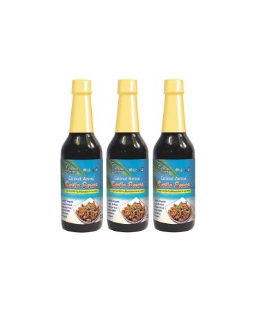 Coconut Secret Coconut Aminos Garlic Sauce (3 Pack) - 10 fl oz - Low Sodium Soy-Free Seasoning Sauce, Low-Glycemic - Organic, Vegan, Non-GMO, Gluten-Free - 180 Total Servings