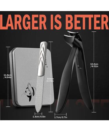BEZOX Ergonomic Angled Head Precision Toenail Clipper for Senior Thick Nails - Large Finger Nail Clippers with Metal Nail File - Men and Women - Large Black - Buy Online on SooperMarket.com