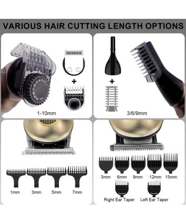 Hatteker 8-in-1 Beard & Mustache Trimmer for Men | Waterproof Adjustable Speed Hair Clipper & T-Blade Electric Razor | Cordless Grooming Kit - Perfect Gift (Bronze - Buy Online on SooperMarket.com